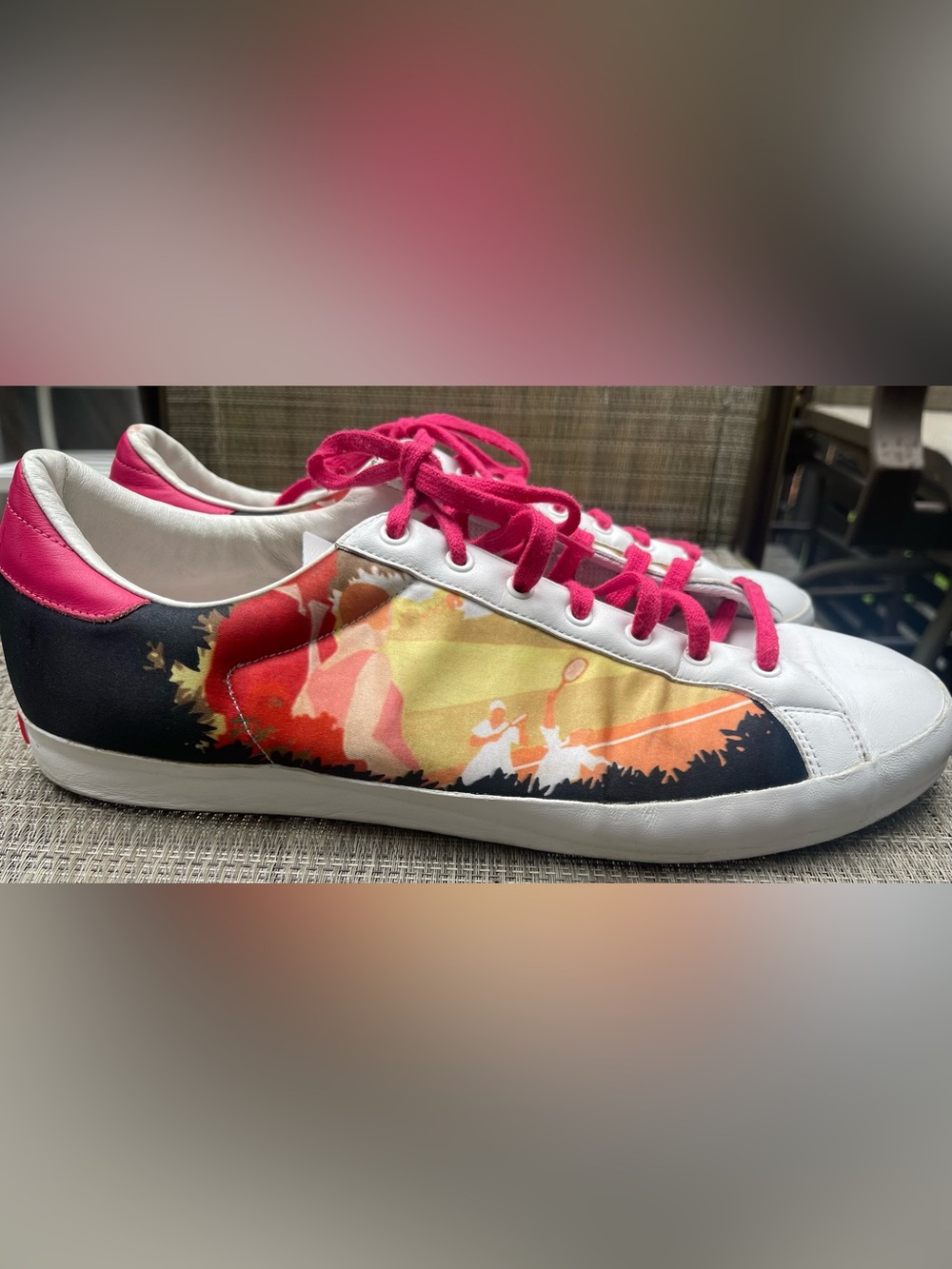 VINTAGE ADIDAS ROD LAVER MENS SIZE 13.5 TENNIS GRAPICS PRINT SHOES
